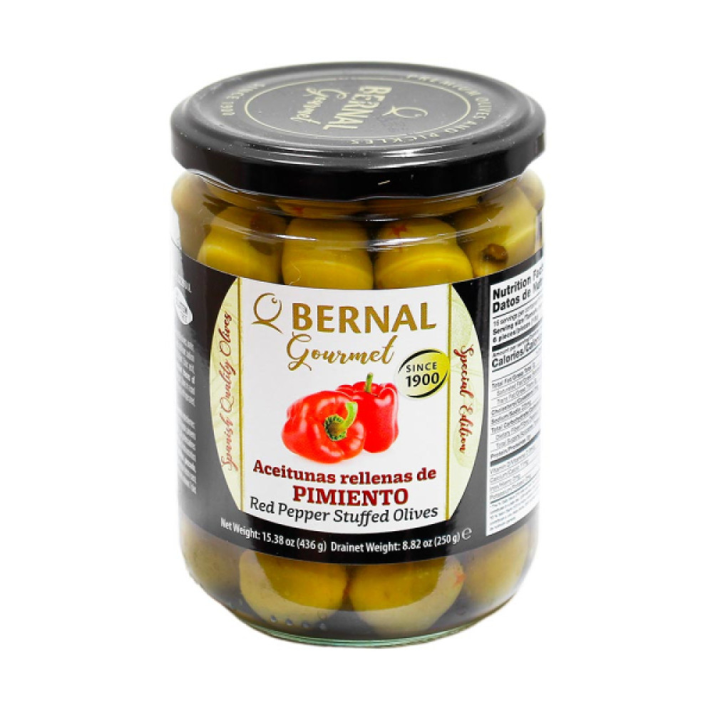 Оливки фаршировані перцем смаженим Bernal Gourmet Aceitunas Rellenas de Pimiento, 436г.