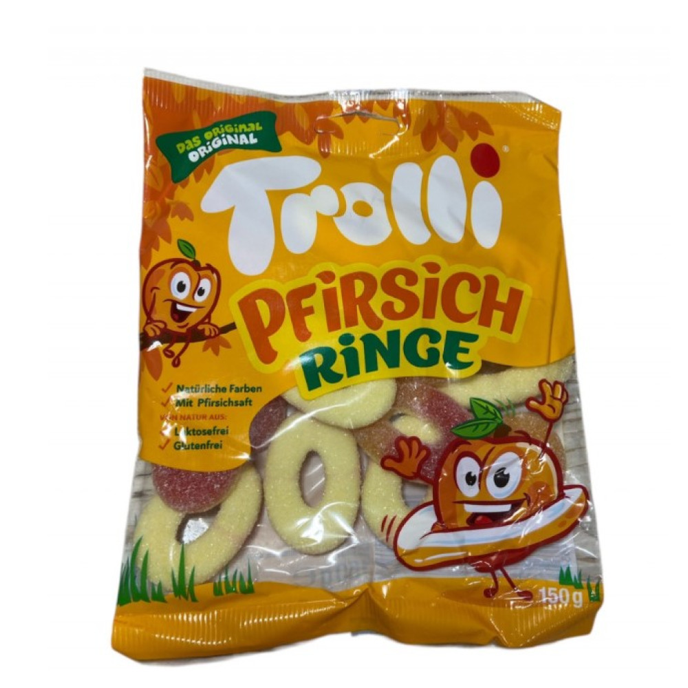 Желейні цукерки Trolli Персикові кільця 150г