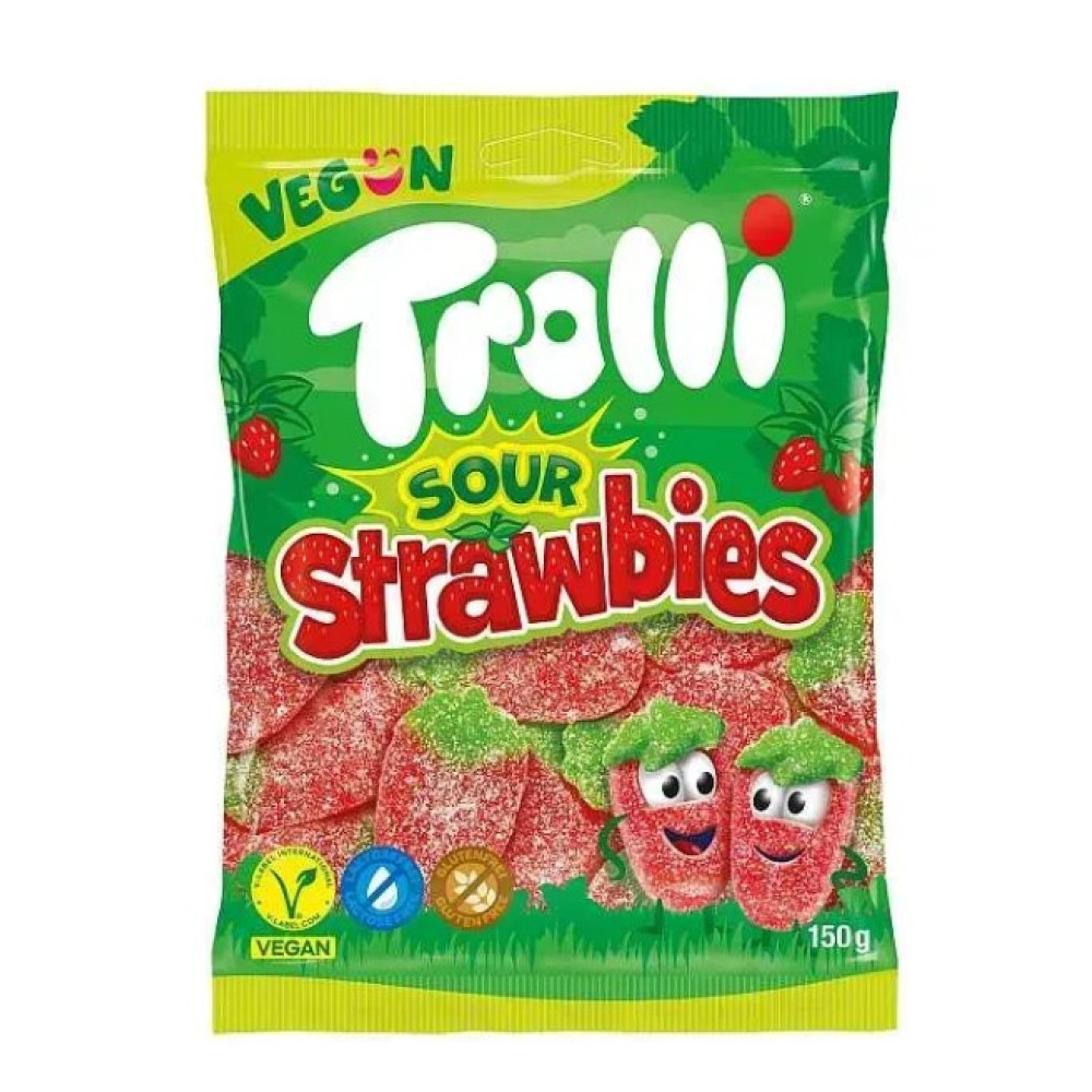 Цукерки желейні Trolli Sour Strawbies кисла полуниця 150г