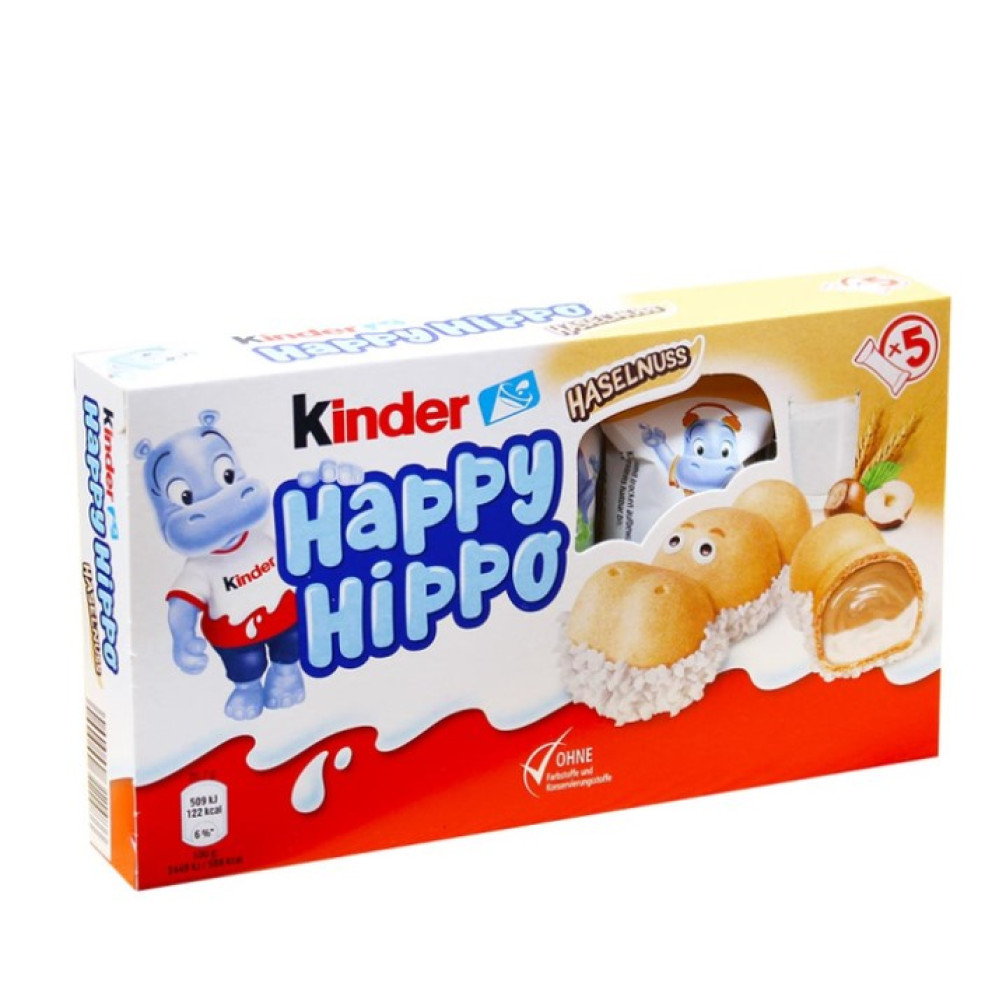 Печиво Kinder Happy Hippo з молоком та фундуком 5шт