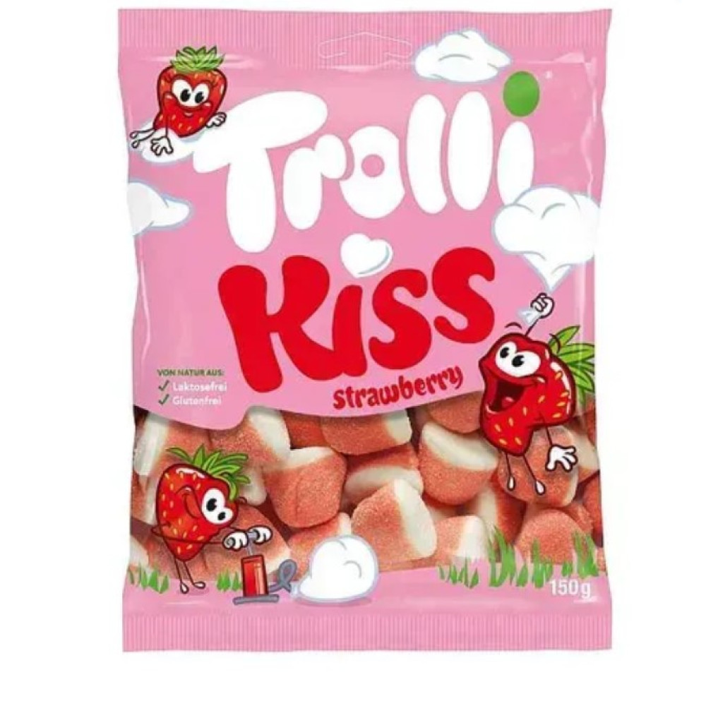 Жувальні цукерки Trolli Kiss зі смаком полуниці 150г
