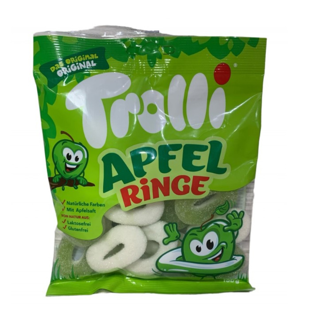 Цукерки желейні Trolli яблучні кільця 150г