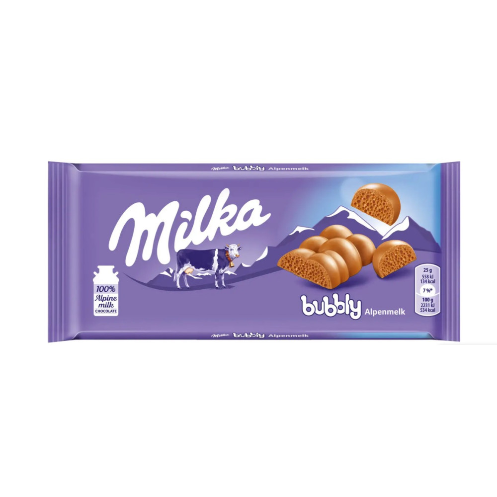 Шоколад пористый молочный Milka Bubbly Alpine Milk 90г