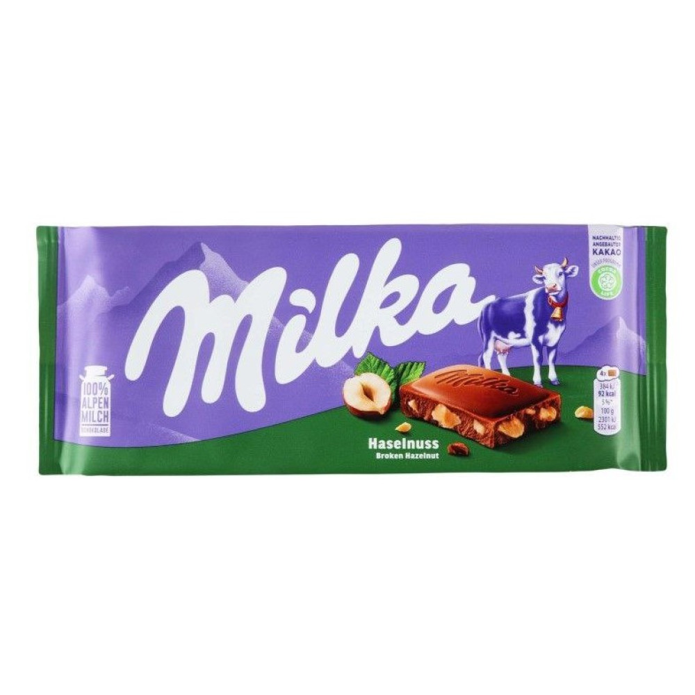 Шоколад молочний Milka Hazelnuts з подрібненим лісовим горіхом  100г  