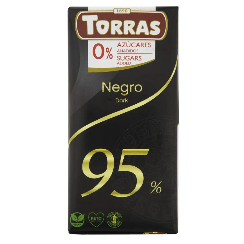 Шоколад без сахара Torras черный 95% 75г