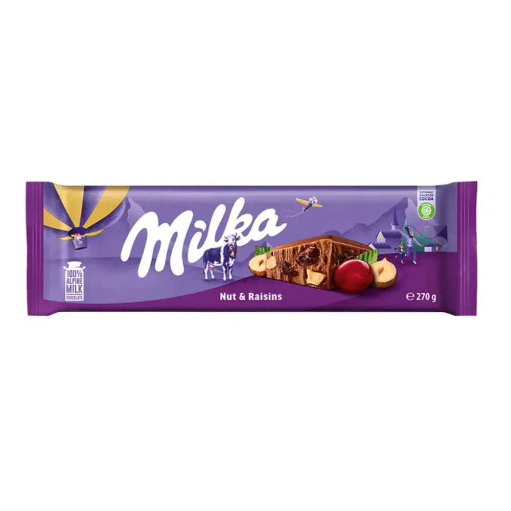 Шоколад MILKA 270g Raisins&Hazelnuts