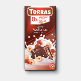 Молочний шоколад  Torras з лісовим горіхом 75г без цукру.