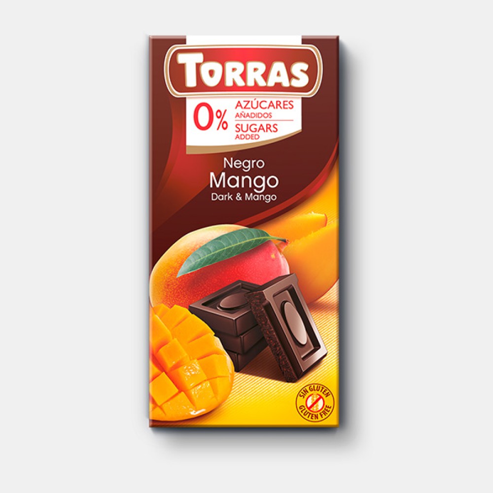 Шоколад Torras черный из манго без сахара, без глютена 75 г