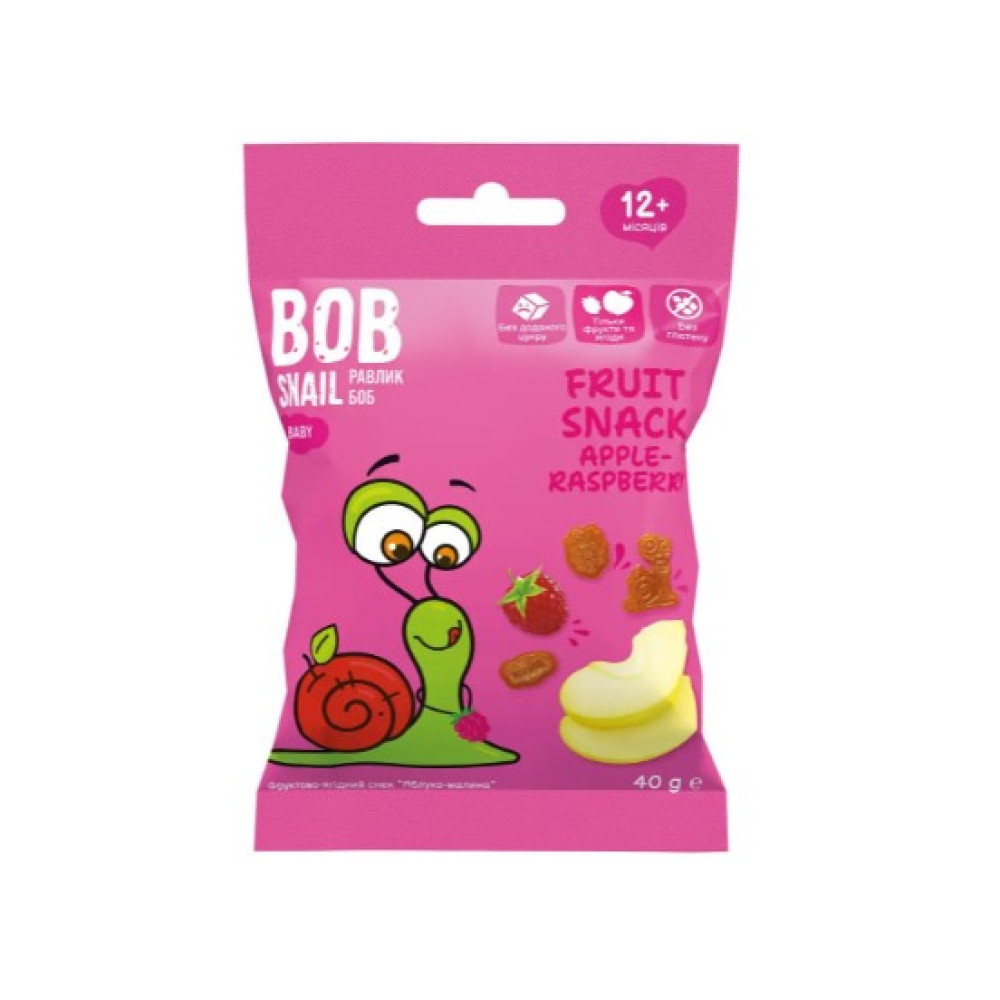 Фруктовий снек Bob Snail яблуко малина 40г