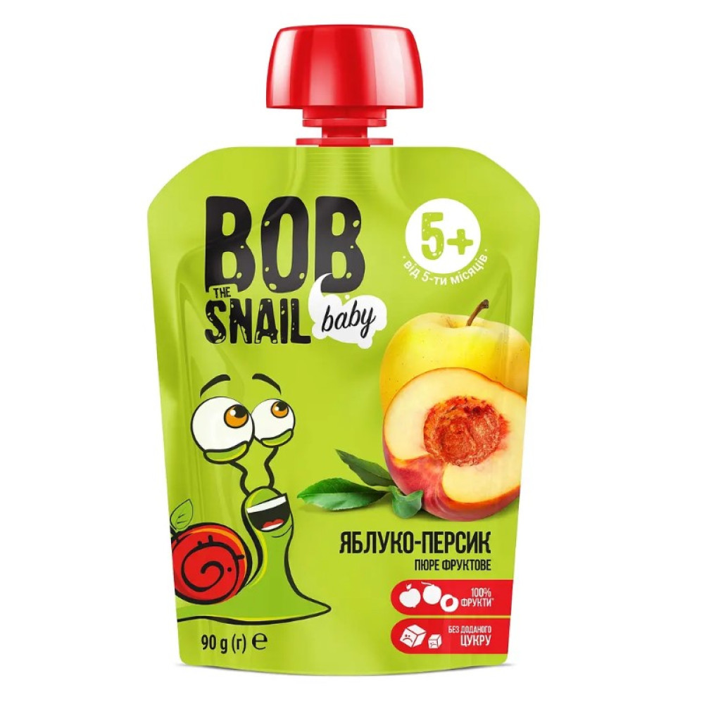 Пюре фруктове Яблуко-персик Bob Snail 90г