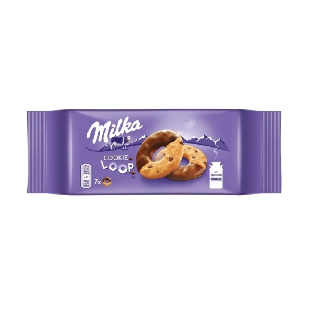Печиво Milka Cookie Loop зі шматочками шоколаду наполовину в шоколаді 132г