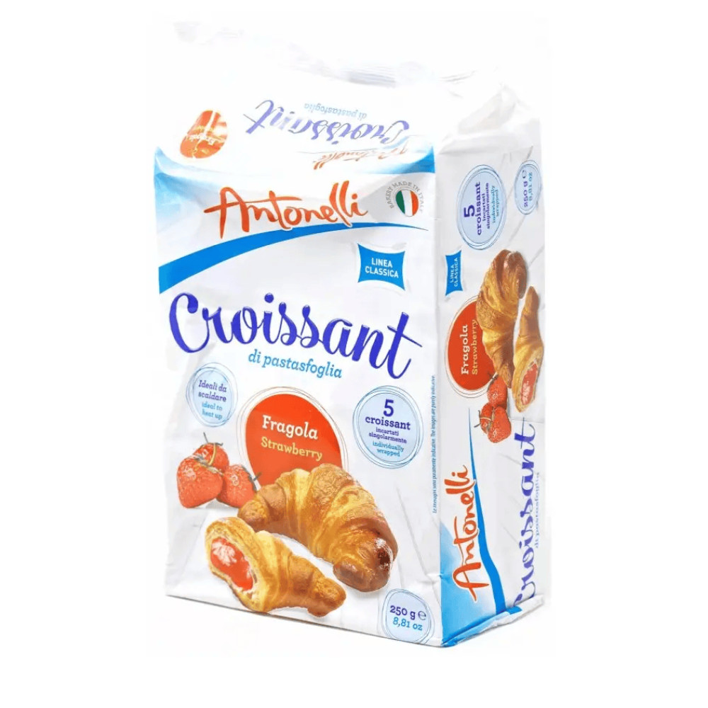 Круасани Antonelli Croissant Strawberry з полуничною начинкою 5 шт 250г, Італія